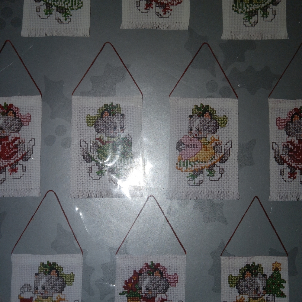 Vintage Counter Cross Stitch Sealed kit Cat Ornaments